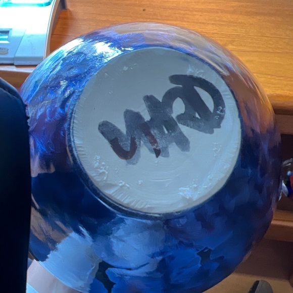 Signed Pottery Cobalt Blue Crystalline Vase Extra Large Porcelain 10” Tall - Picture 6 of 11